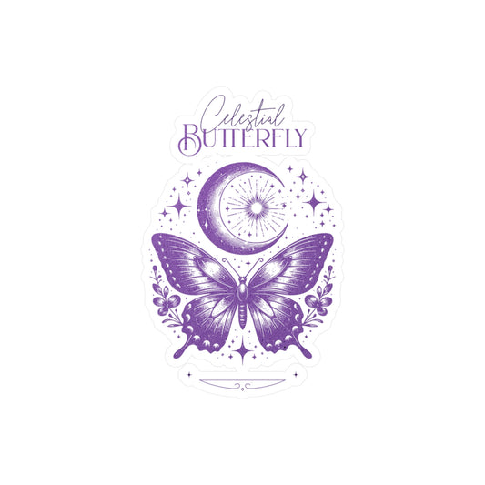 Celestial Butterfly Kiss-Cut Vinyl Decal | Moon & Stars Sticker