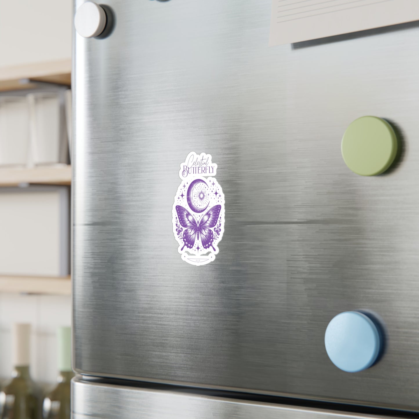 Celestial Butterfly Kiss-Cut Vinyl Decal | Moon & Stars Sticker
