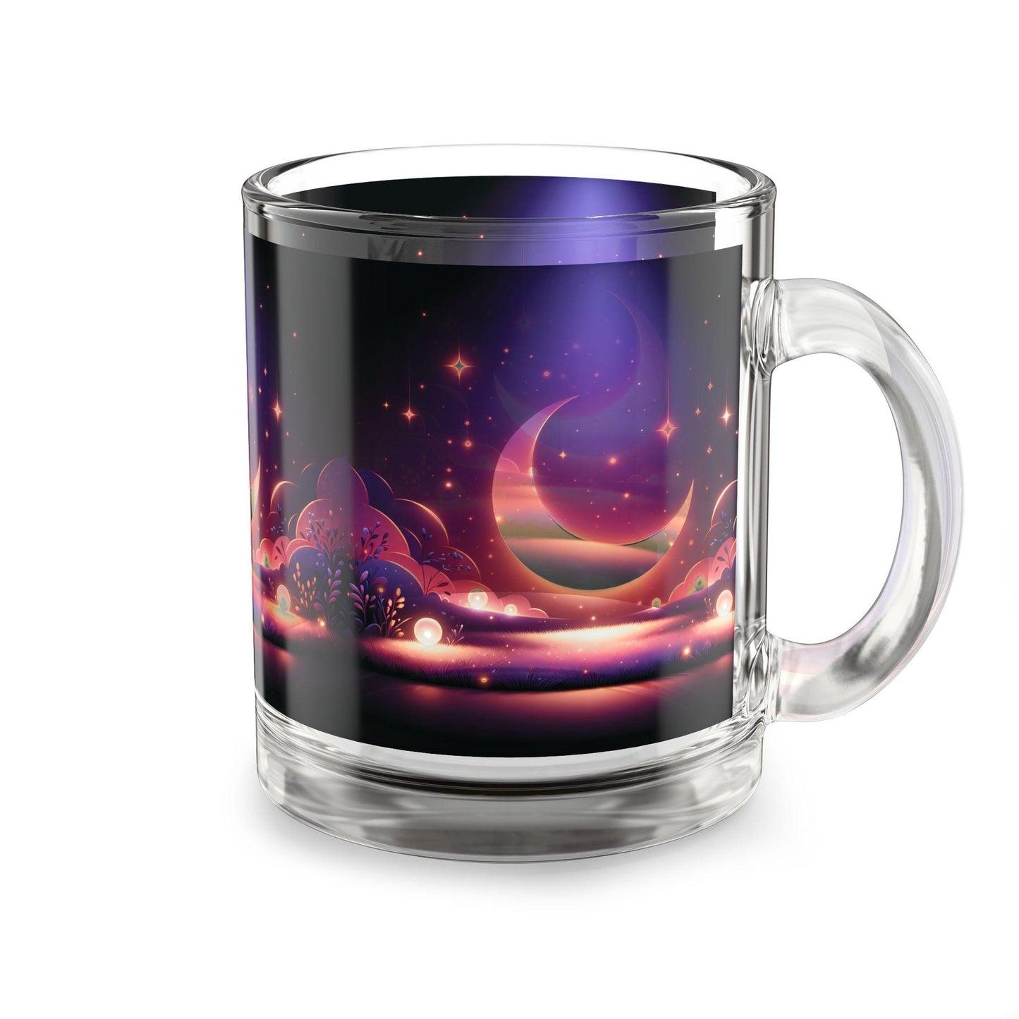 Moon & Stars Celestial Glass Mug • Mystical Coffee & Tea Cup
