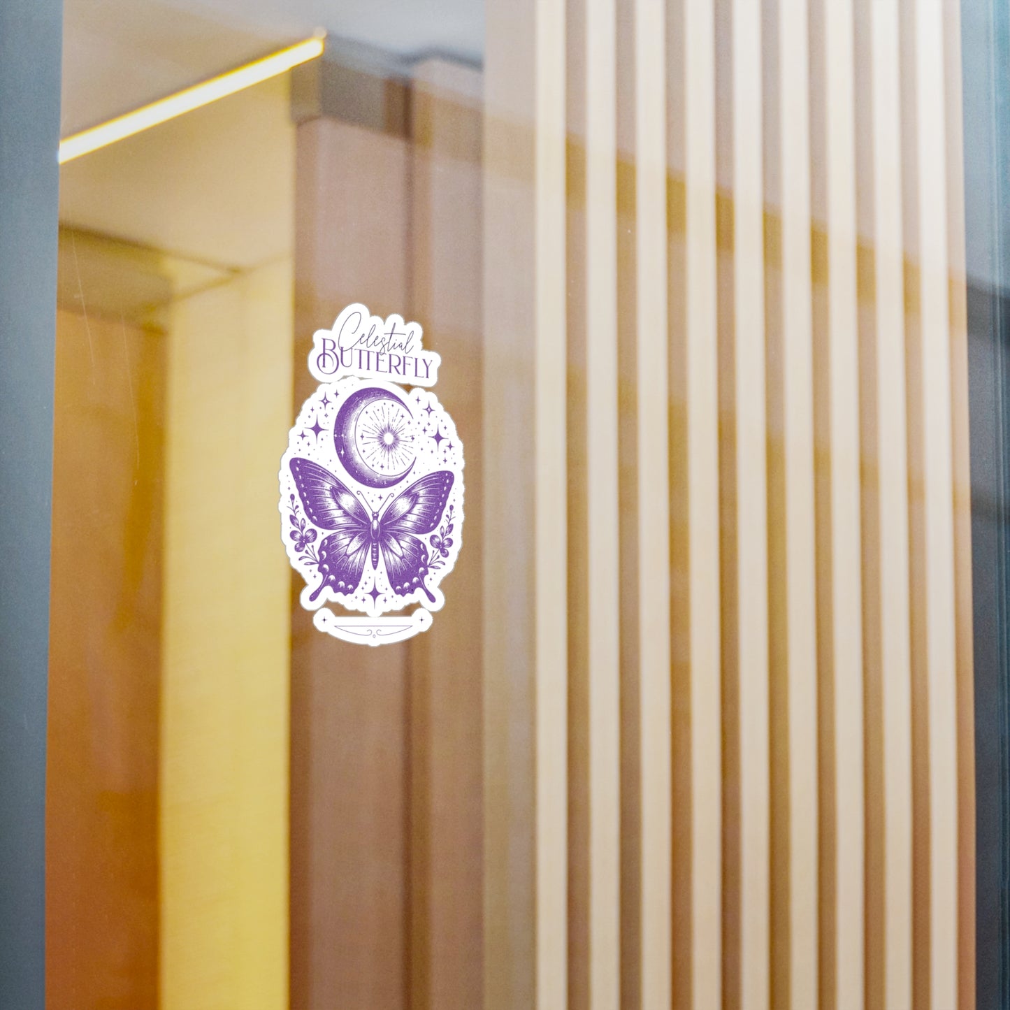 Celestial Butterfly Kiss-Cut Vinyl Decal | Moon & Stars Sticker