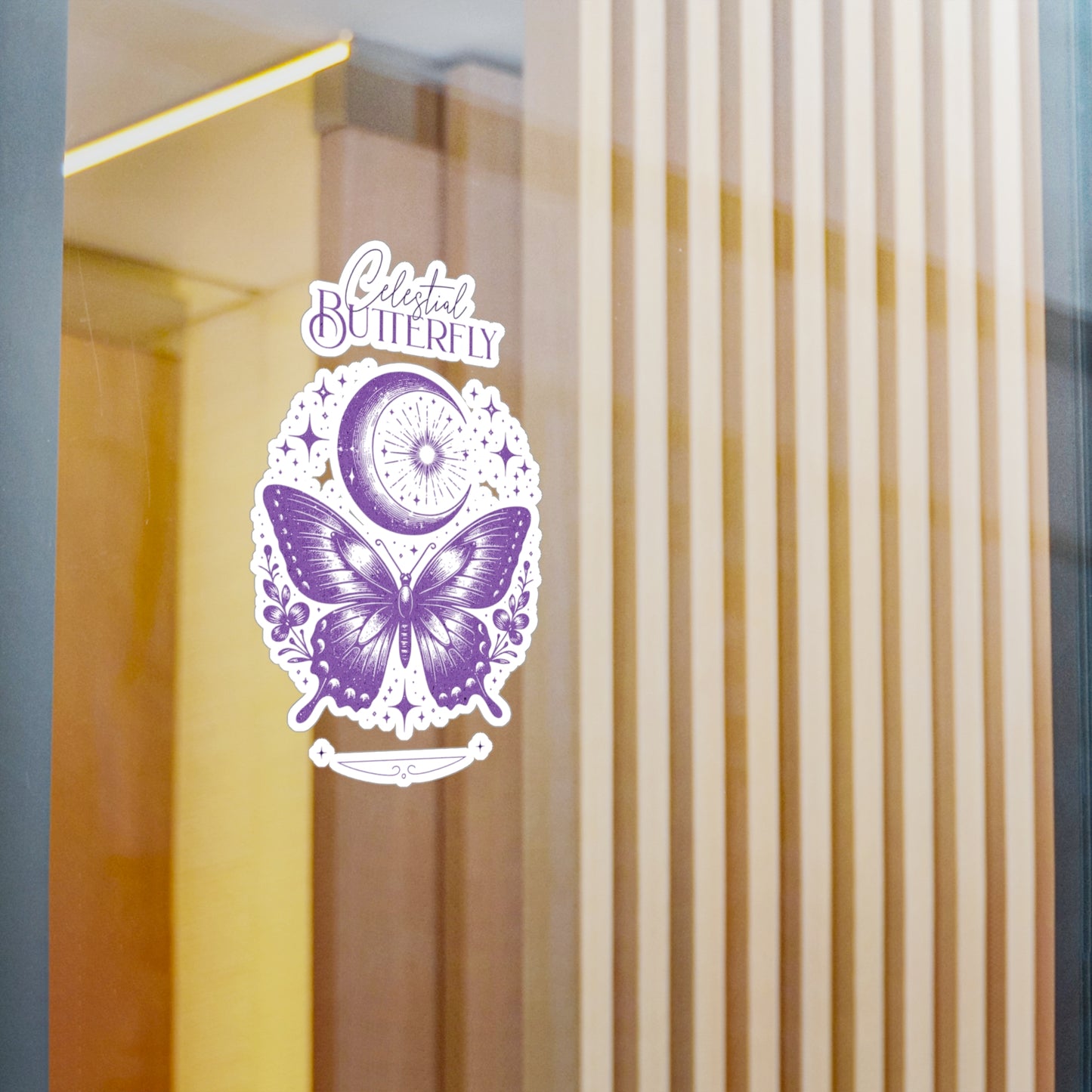 Celestial Butterfly Kiss-Cut Vinyl Decal | Moon & Stars Sticker