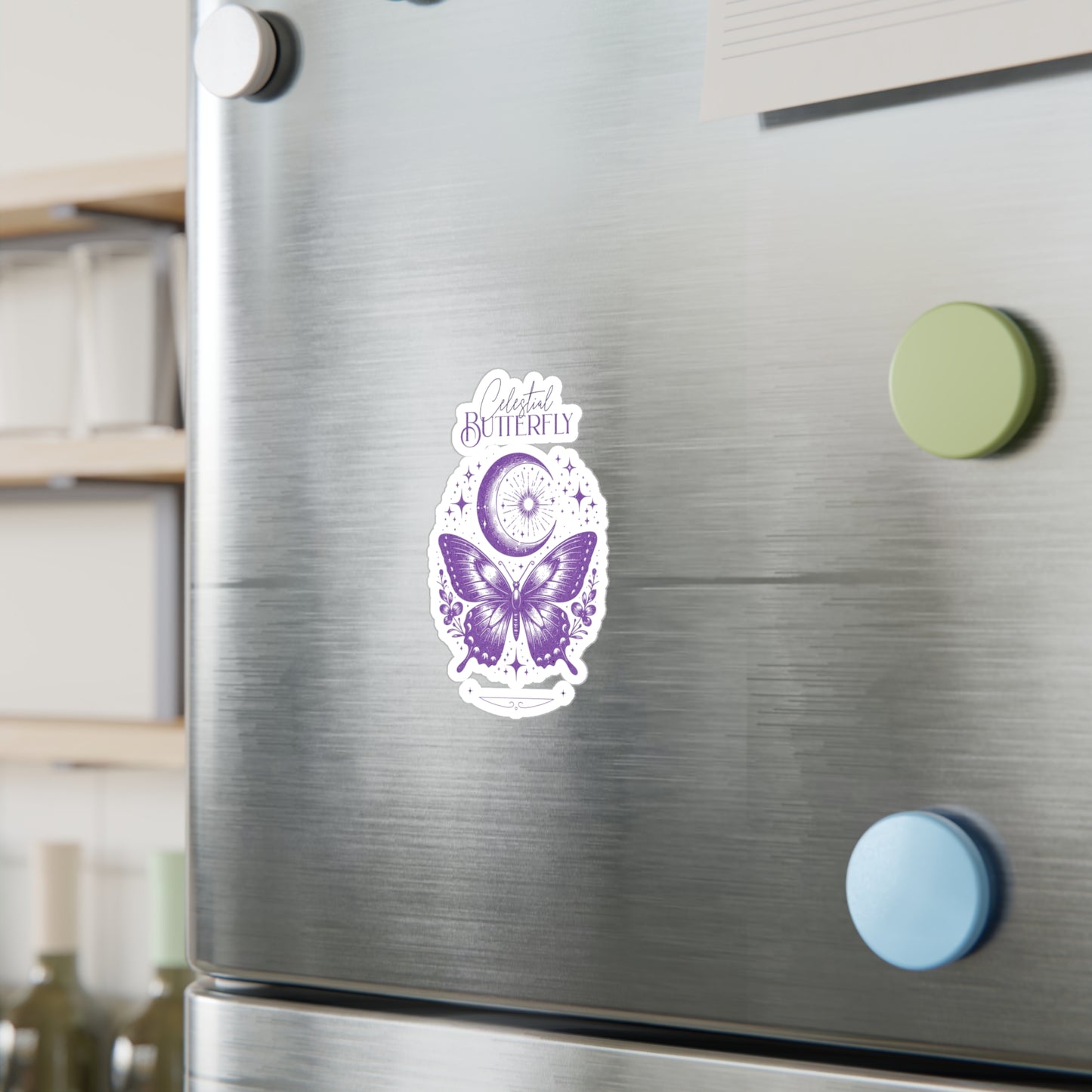 Celestial Butterfly Kiss-Cut Vinyl Decal | Moon & Stars Sticker