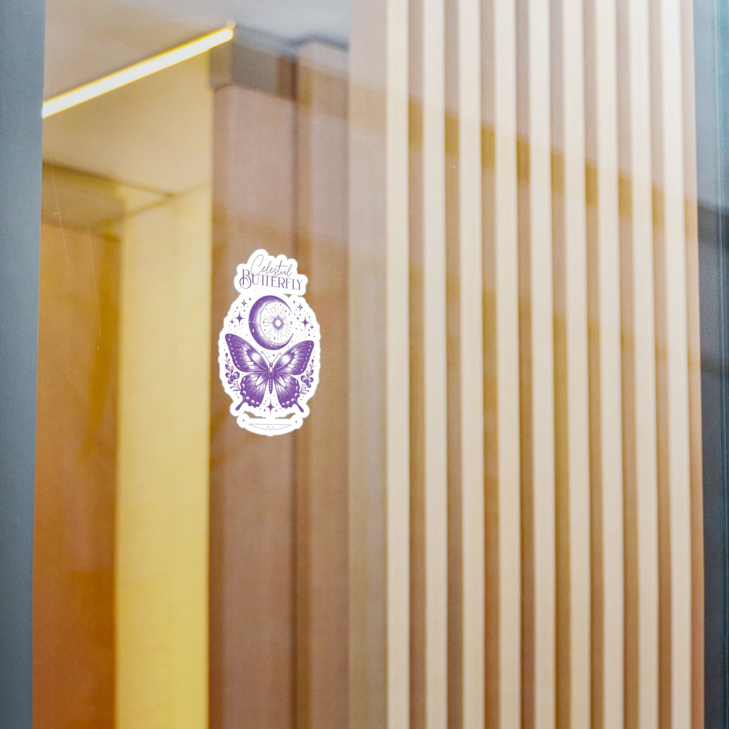 Celestial Butterfly Kiss-Cut Vinyl Decal | Moon & Stars Sticker