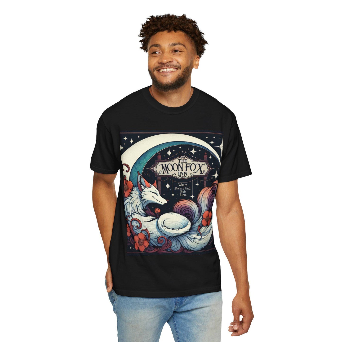 MoonFox Inn Graphic Tee • Mystical Unisex T-Shirt with Celestial Fox Design