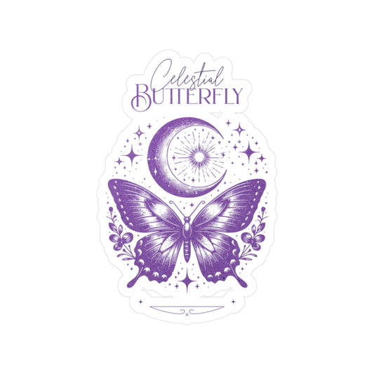 Celestial Butterfly Kiss-Cut Vinyl Decal | Moon & Stars Sticker