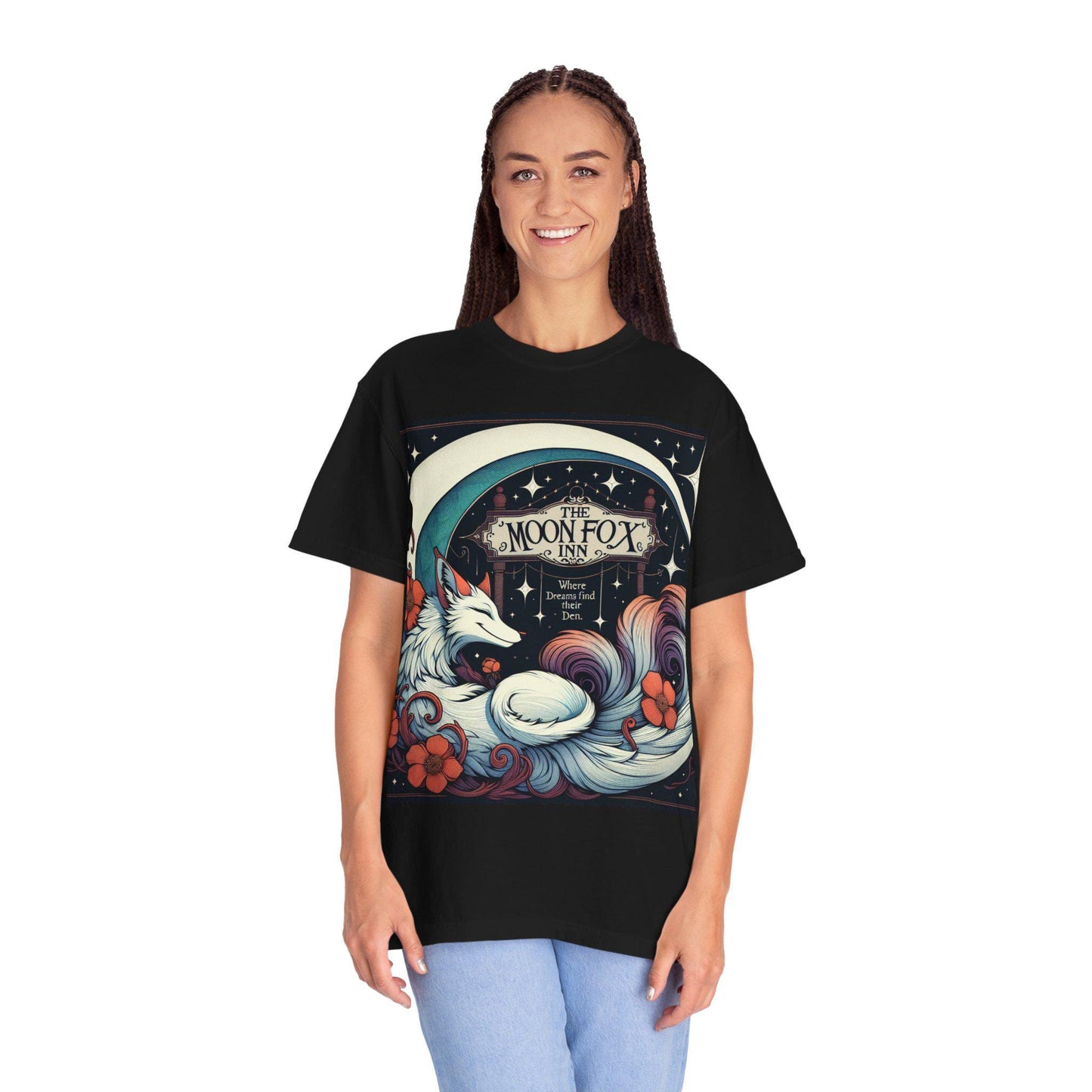 MoonFox Inn Graphic Tee • Mystical Unisex T-Shirt with Celestial Fox Design
