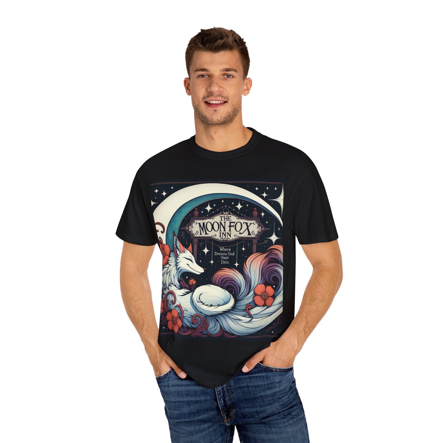 MoonFox Inn Graphic Tee • Mystical Unisex T-Shirt with Celestial Fox Design