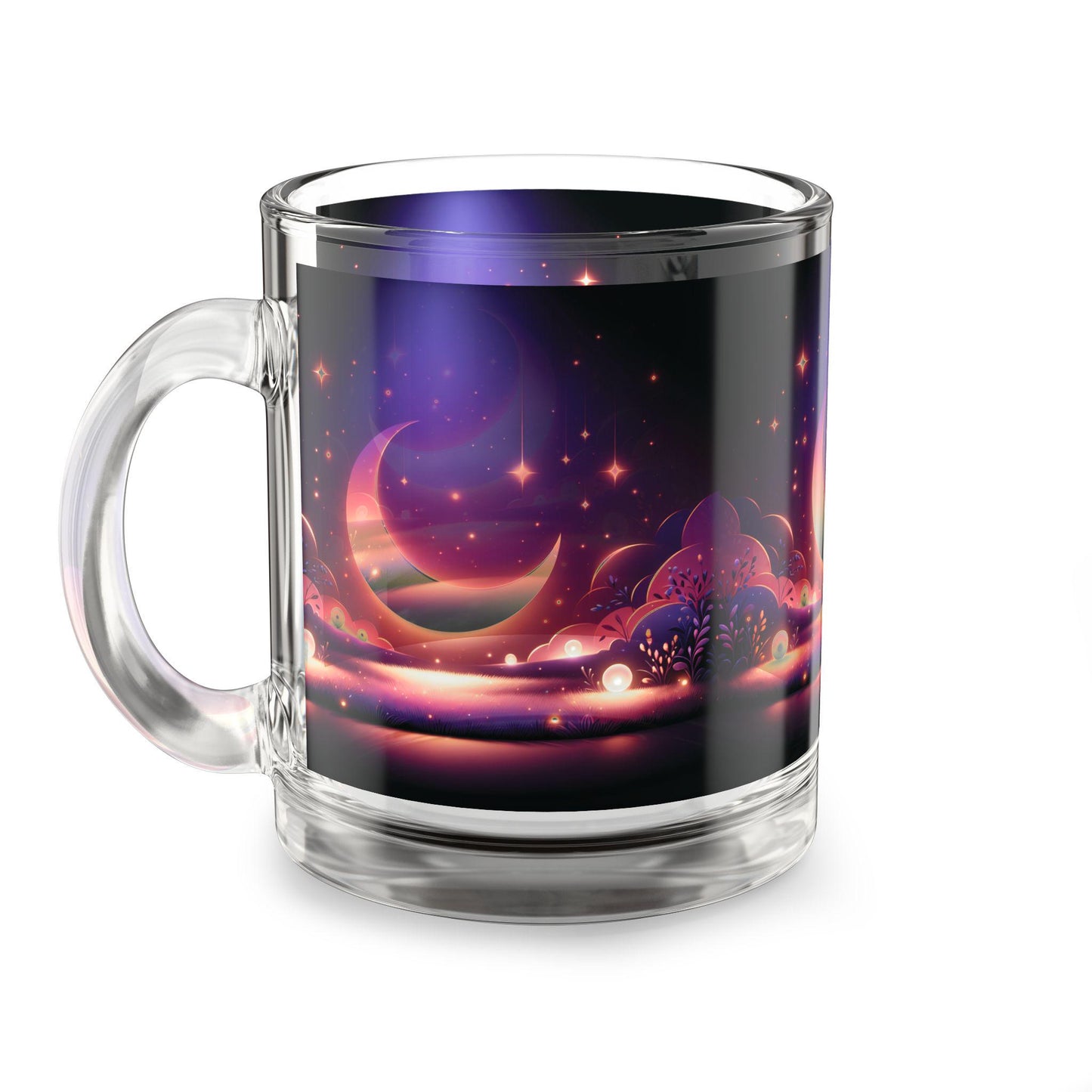 Moon & Stars Celestial Glass Mug • Mystical Coffee & Tea Cup