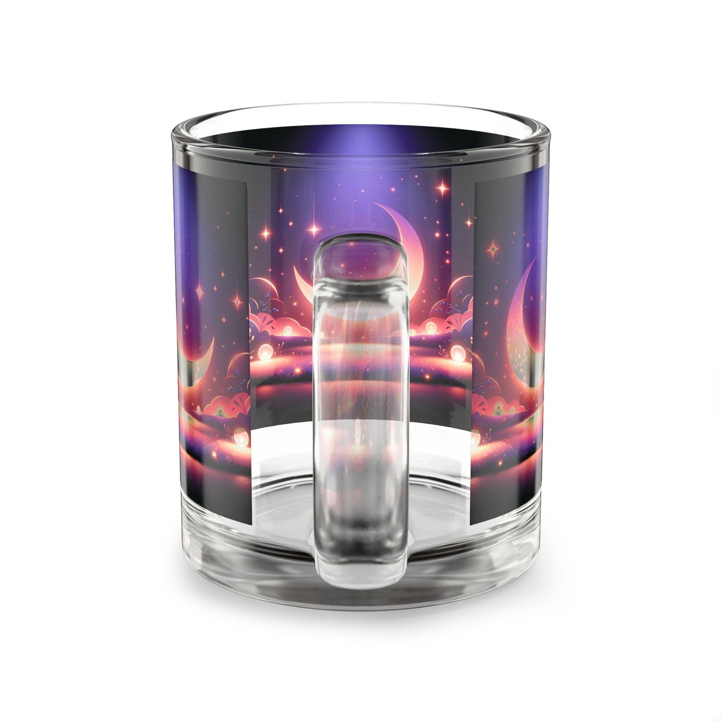 Moon & Stars Celestial Glass Mug • Mystical Coffee & Tea Cup